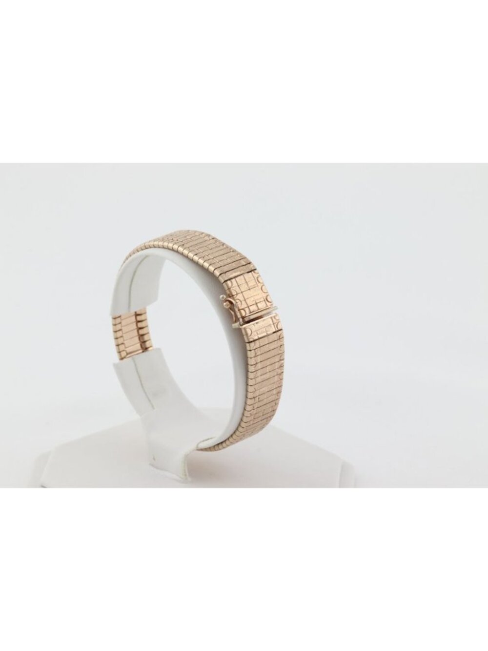 18k Rose Gold Over Sterling Silver Shiny Textured Omega Chain Bracelet 7 1/2" in - Picture 5 of 8